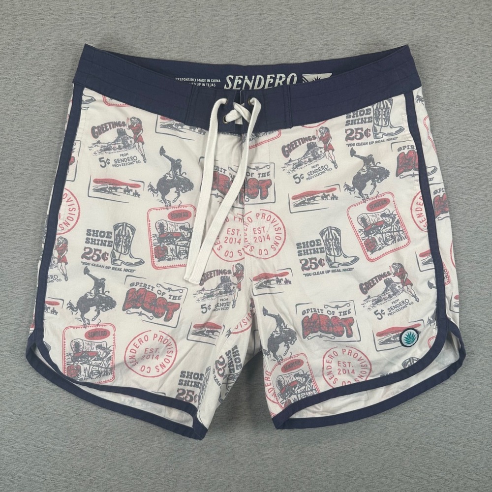 Sendero Provisions Shorts Mens 31 Spirit of the West Graphic Lined Swim Surf AOP